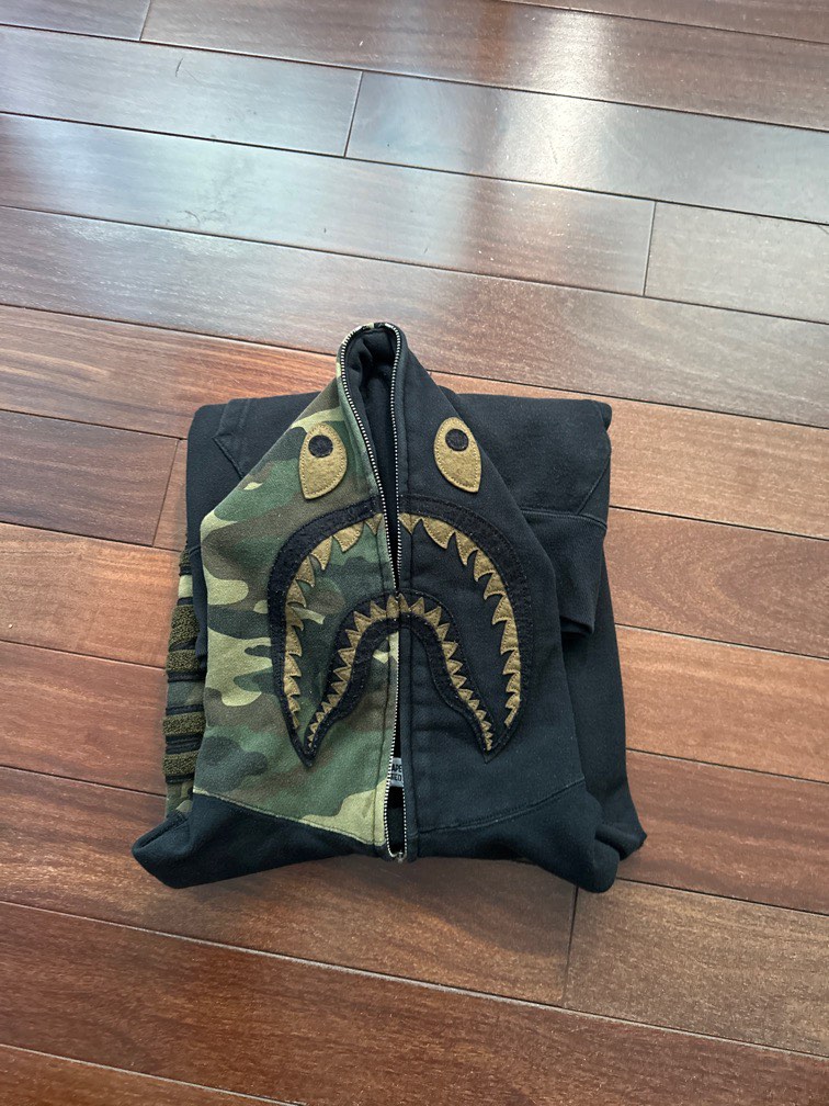 Bape x undefeated outlet woodland camo shark hoodie