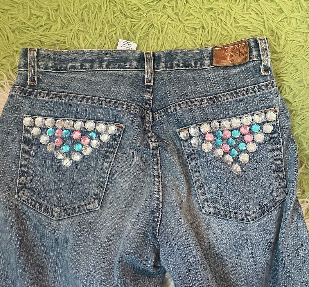 Bedazzled Calvin Klein Jeans (Category: Jeans) located in Muntinlupa City. Submitted by kailaniwebb (Listing ID 1238514747, Image 2). Description: Authentic Calvin Klein Jeans~with jewels!.