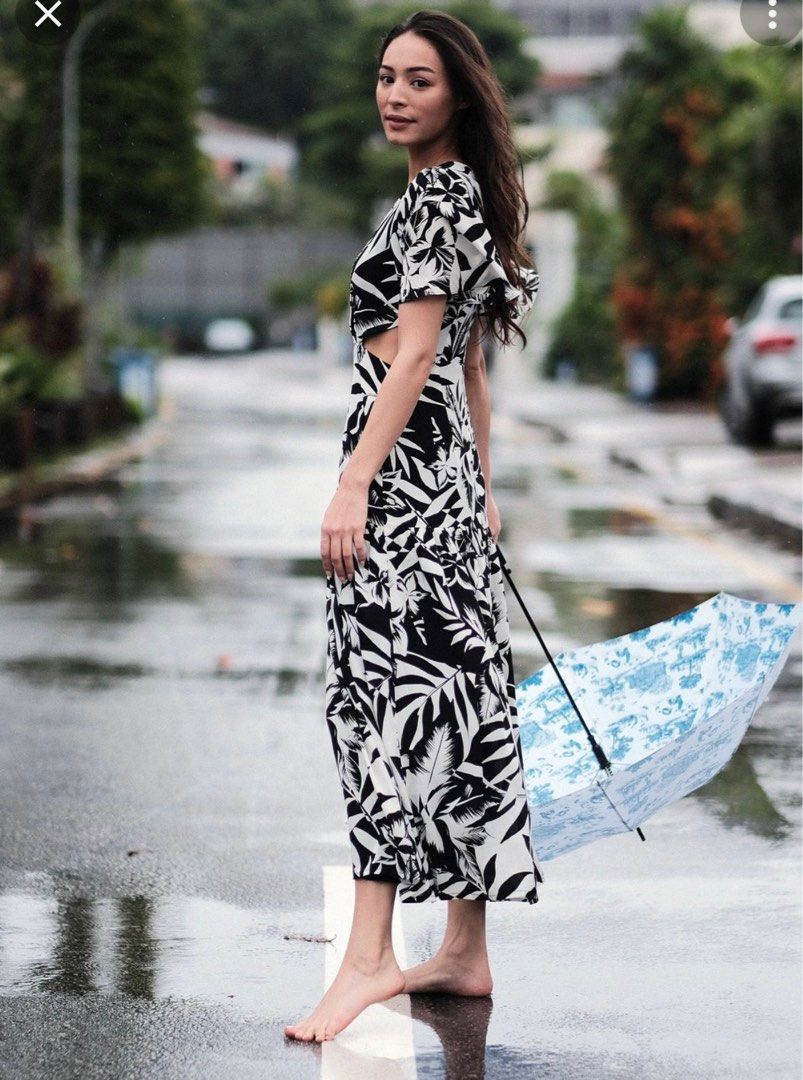 White tropical maxi dress hot sale