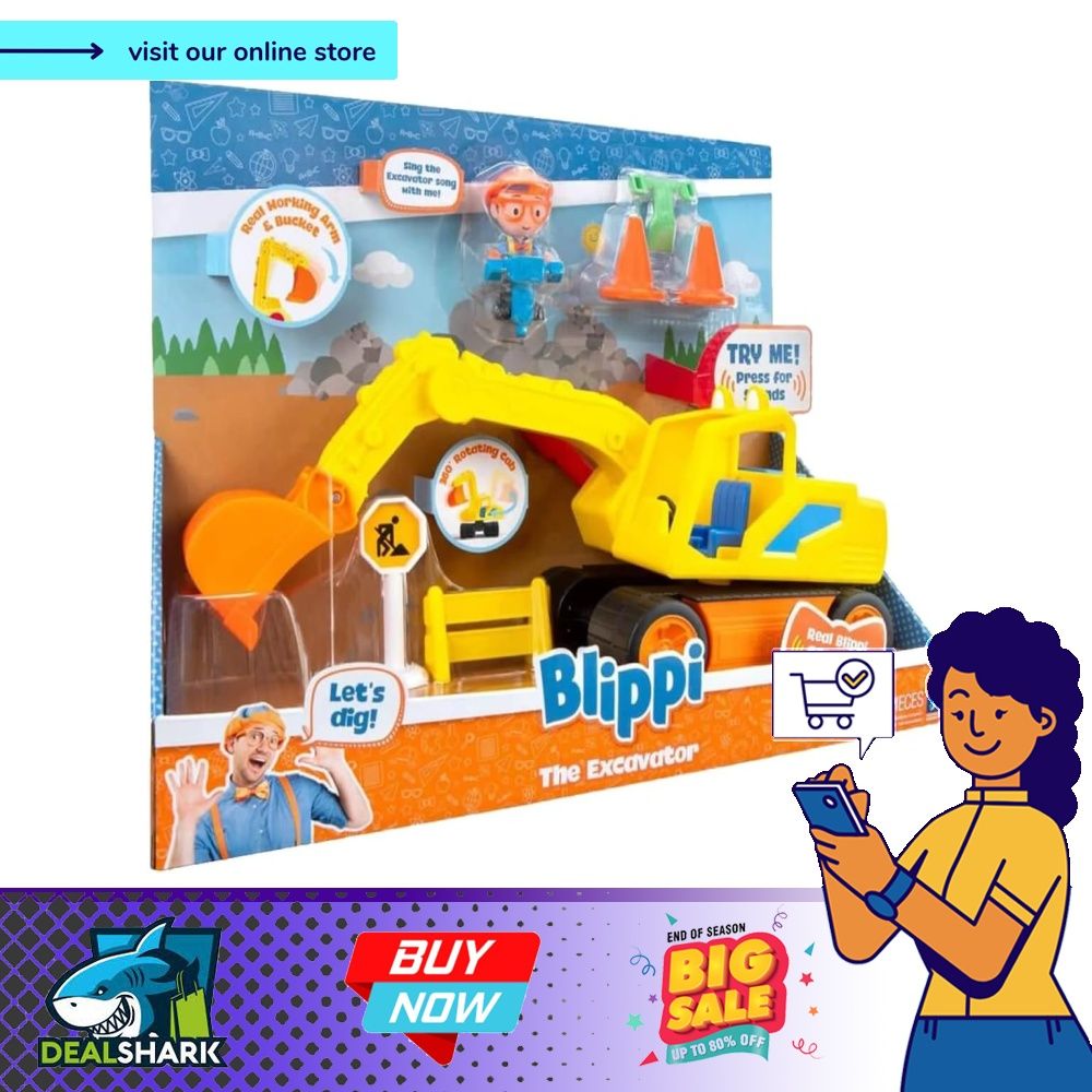 Blippi Excavator Fun Freewheeling Vehicle with Features Including 3