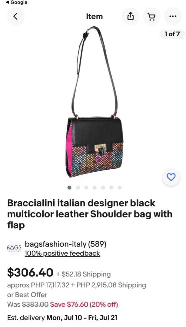 Italian Leather Bag Multicolor Leather Shoulder bag Made in Italy