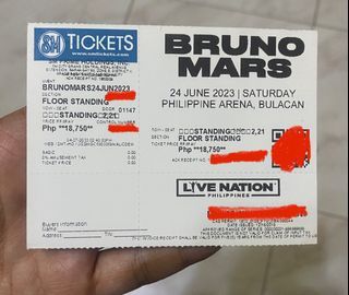 Bruno Mars Concert Ticket Floor Standing