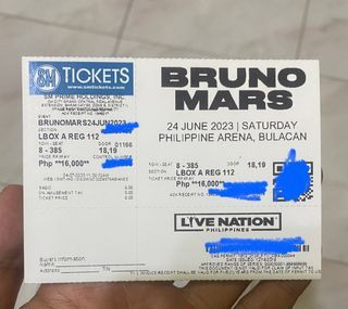 Bruno Mars LBA Day1 Concert Ticket