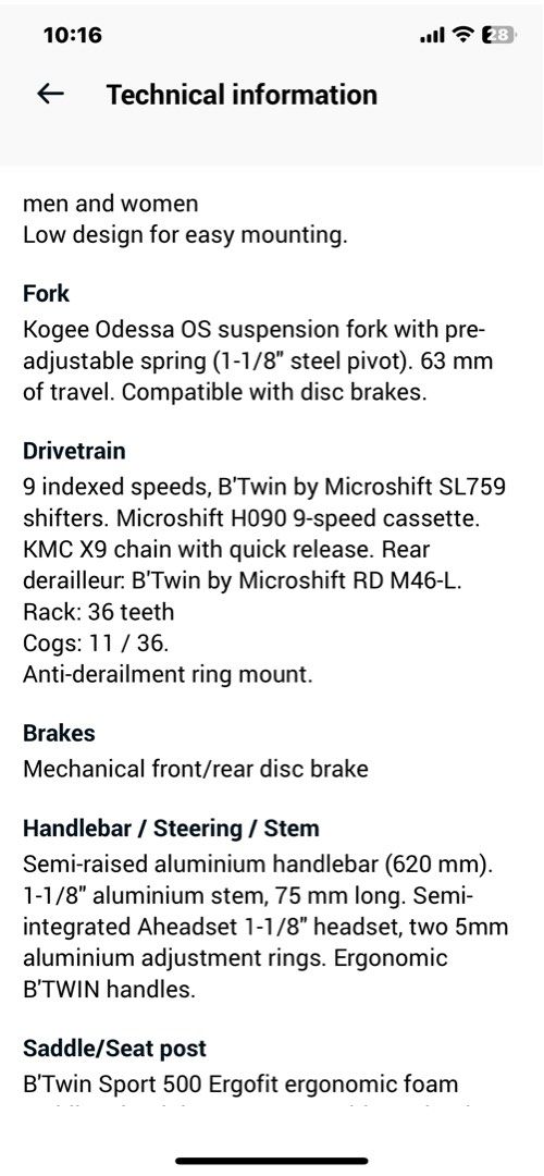 Btwin Hybrid bike Riverside 500 9 speed disc brake, Sports Equipment