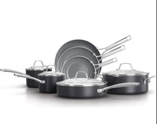 Circulon Clad Stainless Steel Cookware/Pots and Pans and Utensil Set with  Hybrid SteelShield and Nonstick Technology, 11 Piece - Silver