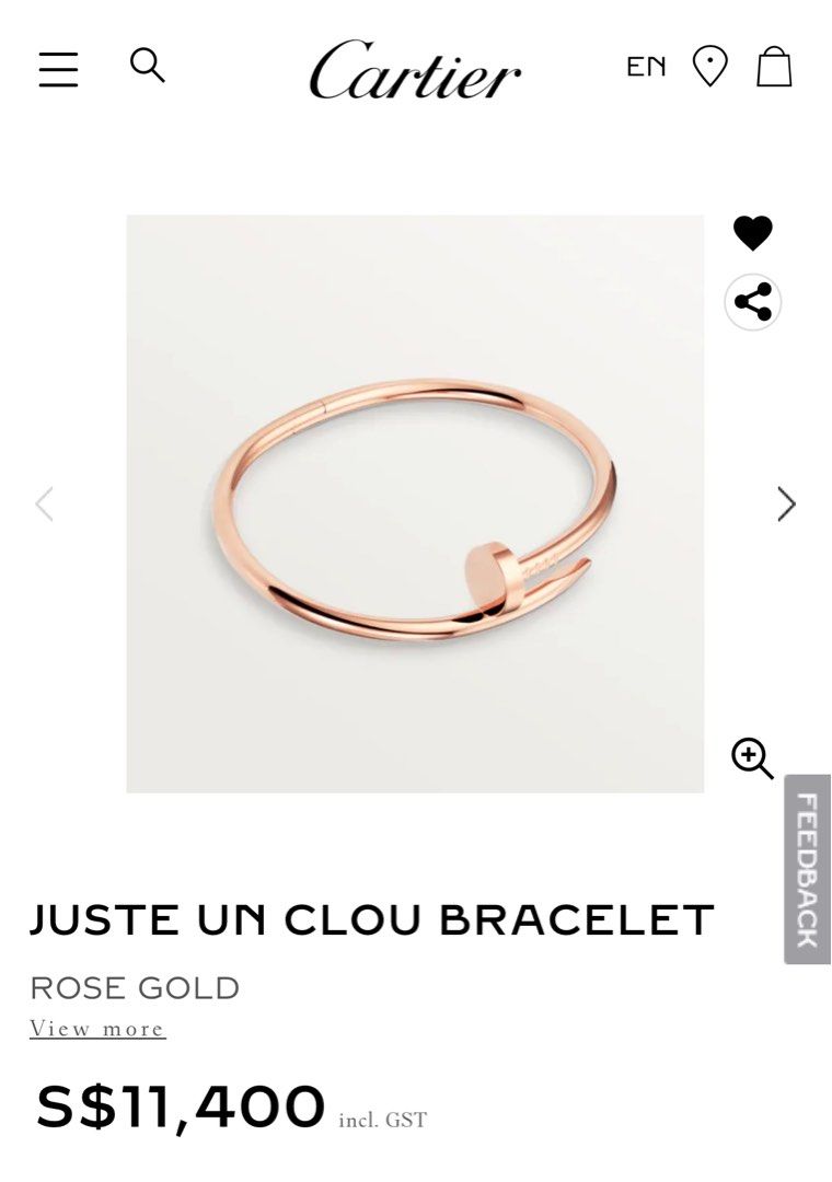 Cartier rose gold nail bracelet sale