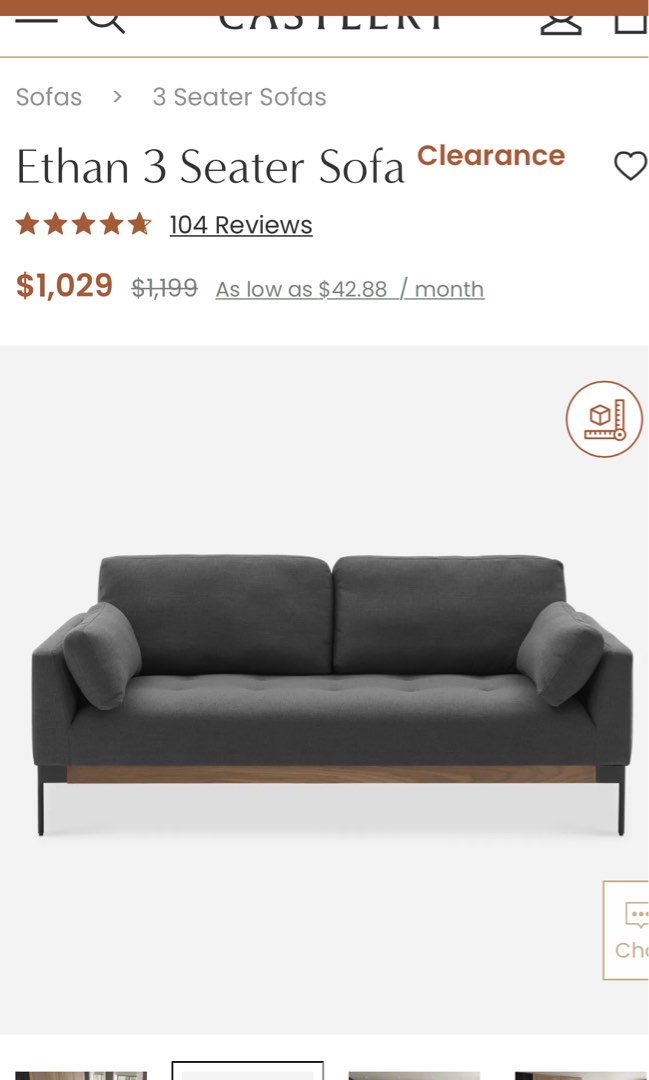 Castlery Sofa Ethan (with warranty), Furniture & Home Living, Furniture