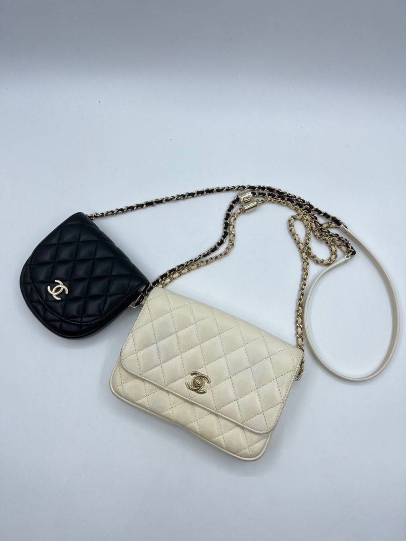Chanel Black White Side Pack Bag LGHW