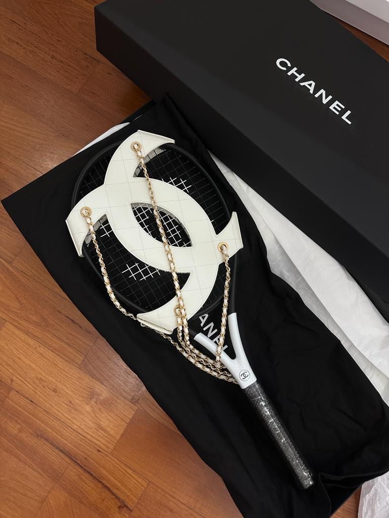 Chanel CC Tennis Racket  Leather Carrying Case w Tags  Black Sporting  Goods Sports  CHA916194  The RealReal