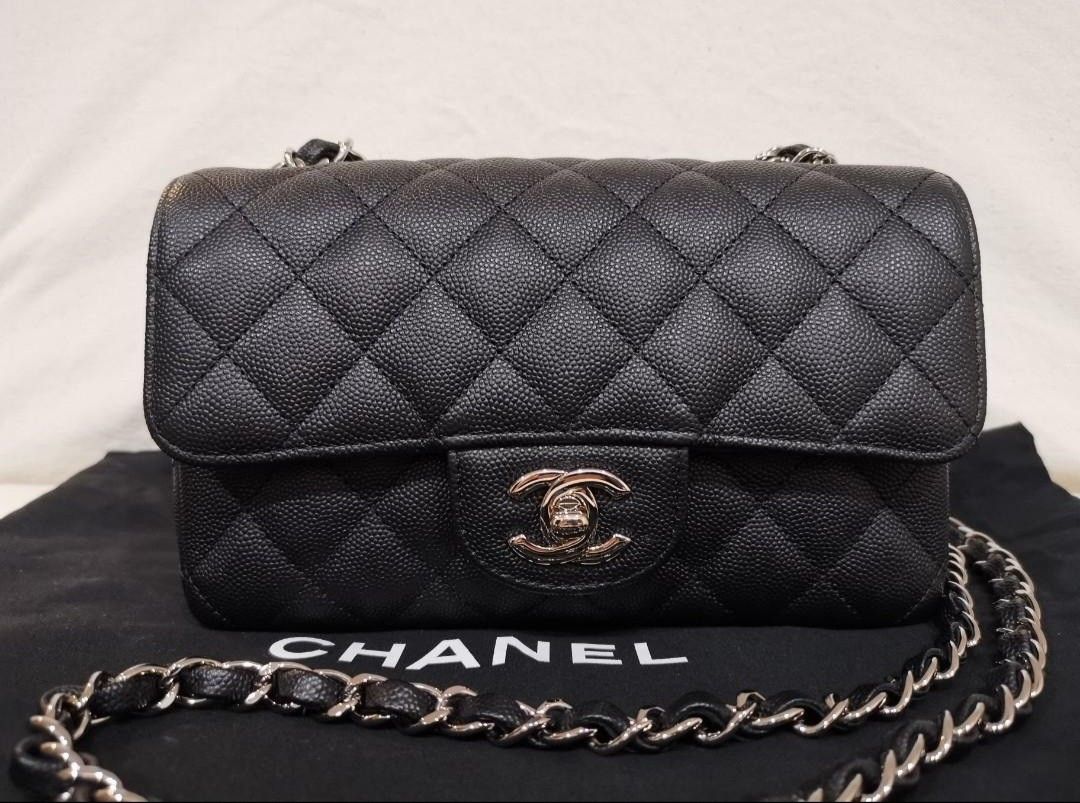 Chanel 17B Collection series 24 Black Caviar SHW Mini Rectangular Flap –  Globalluxcloset