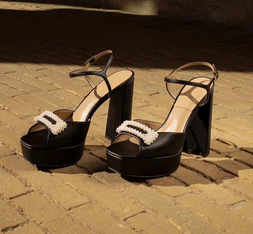 Charles & Keith Bead-Embellished Leather Platform Sandals, Women's