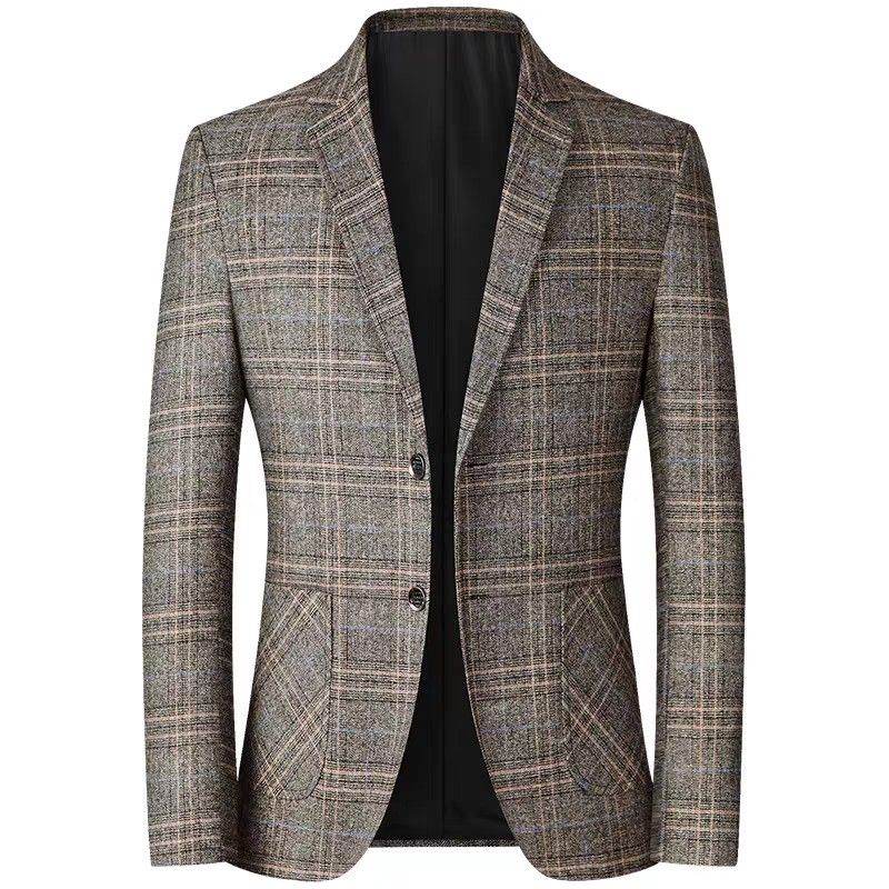 Mens grey top checkered blazer