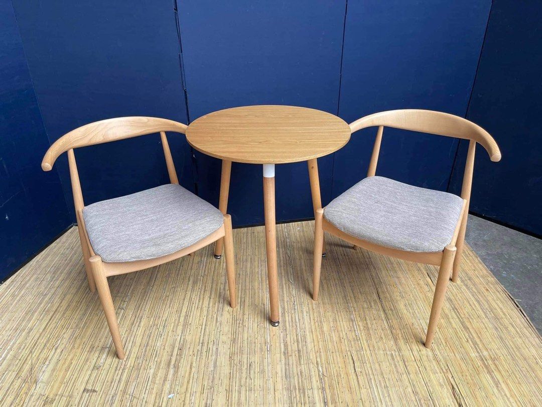Coffee Table Set 24”L x 28”H (table) 22”L x 19”W x 17”SH (chairs) Solid wood In good condition (Category: Chairs) located in Manila. Submitted by Hezcki (Listing ID 1238476450, Image 1). Description: .