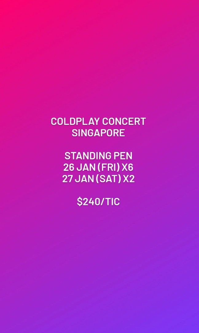 Coldplay tickets standing, Tickets & Vouchers, Event Tickets on Carousell