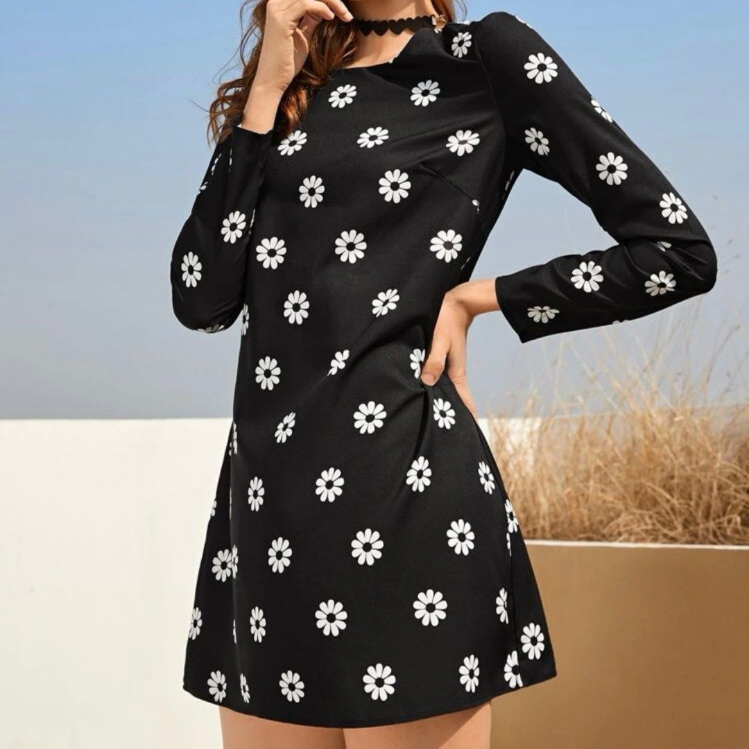 Daisy Long Sleeve Black Mini Dress (Realisation Par Ins), Women's Fashion,  Dresses & Sets, Dresses on Carousell