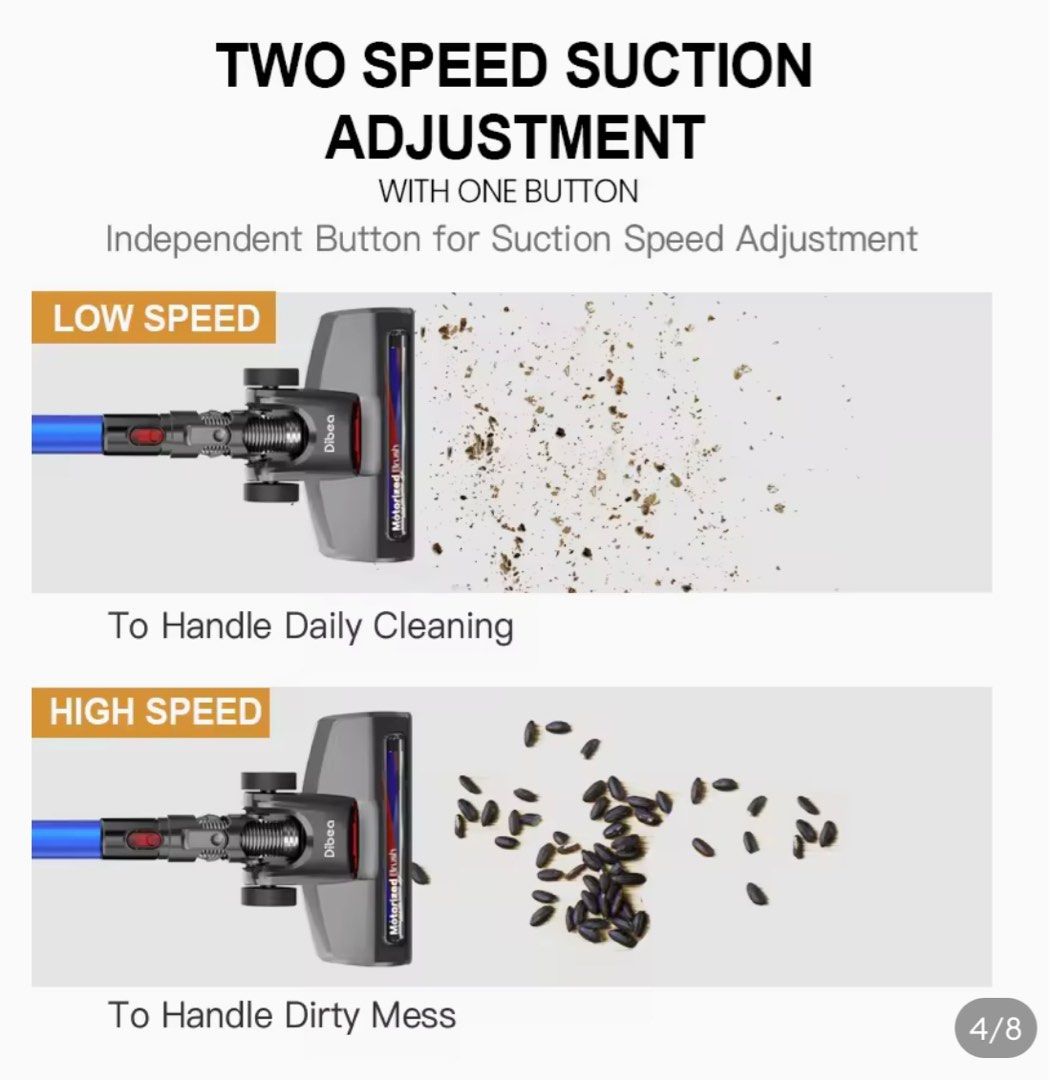 Dibea G12 cordless vaccum (with dust mite head), TV & Home Appliances