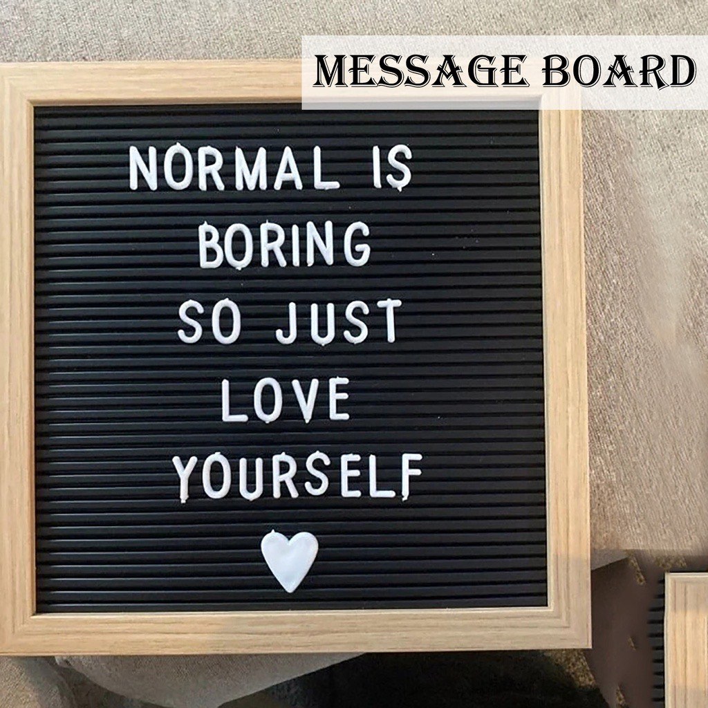 DIY Felt Letter Board Wooden Frame Changeable Symbols Numbers Message