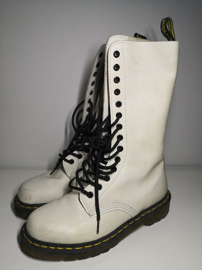 White leather tall boots on sale