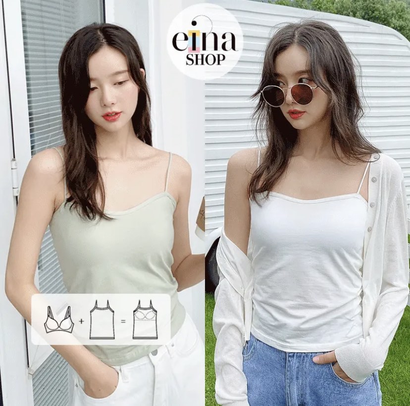 Einashop Janis Camisole Bra Padded Spag Top - in WHITE - Thrift buy!,  Women's Fashion, Tops, Sleeveless on Carousell