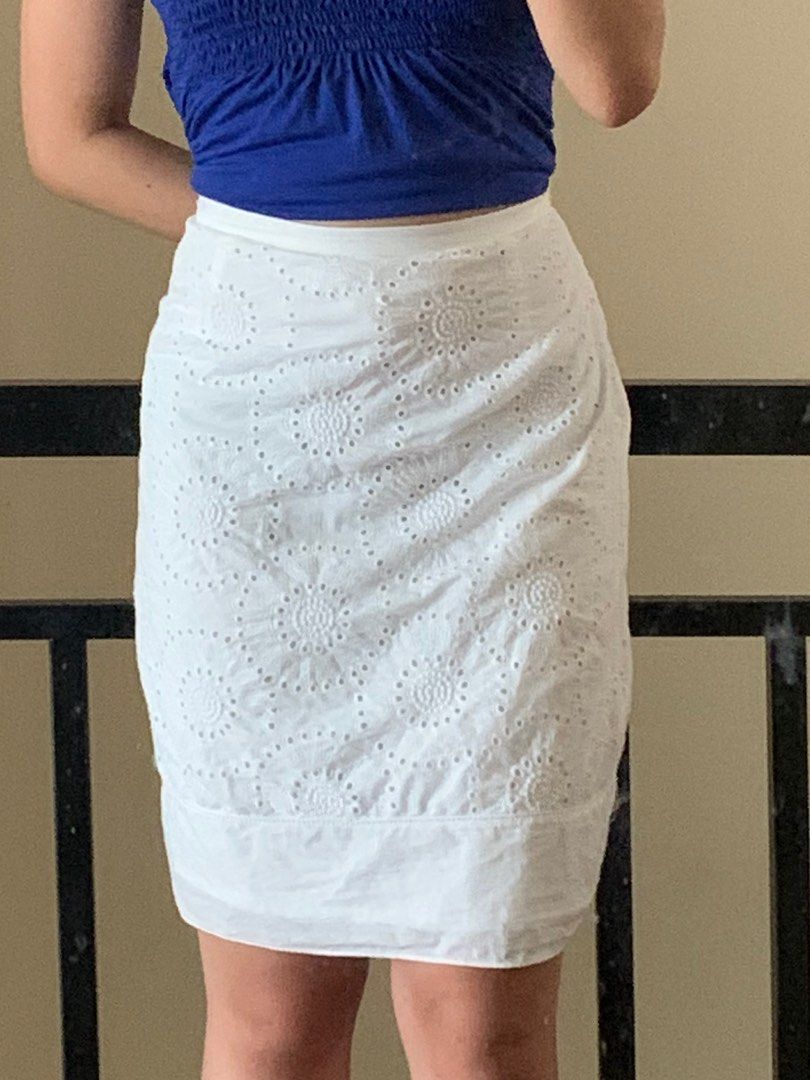Eyelet Linen Midi Skirt Women s Fashion Bottoms Skirts on Carousell