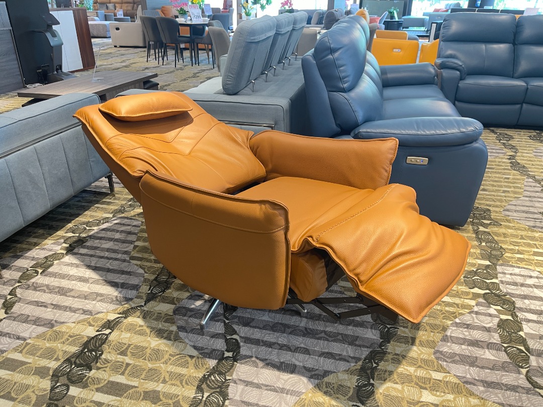 Genuine Leather Electrical Recliner Swivel Chair, Furniture & Home