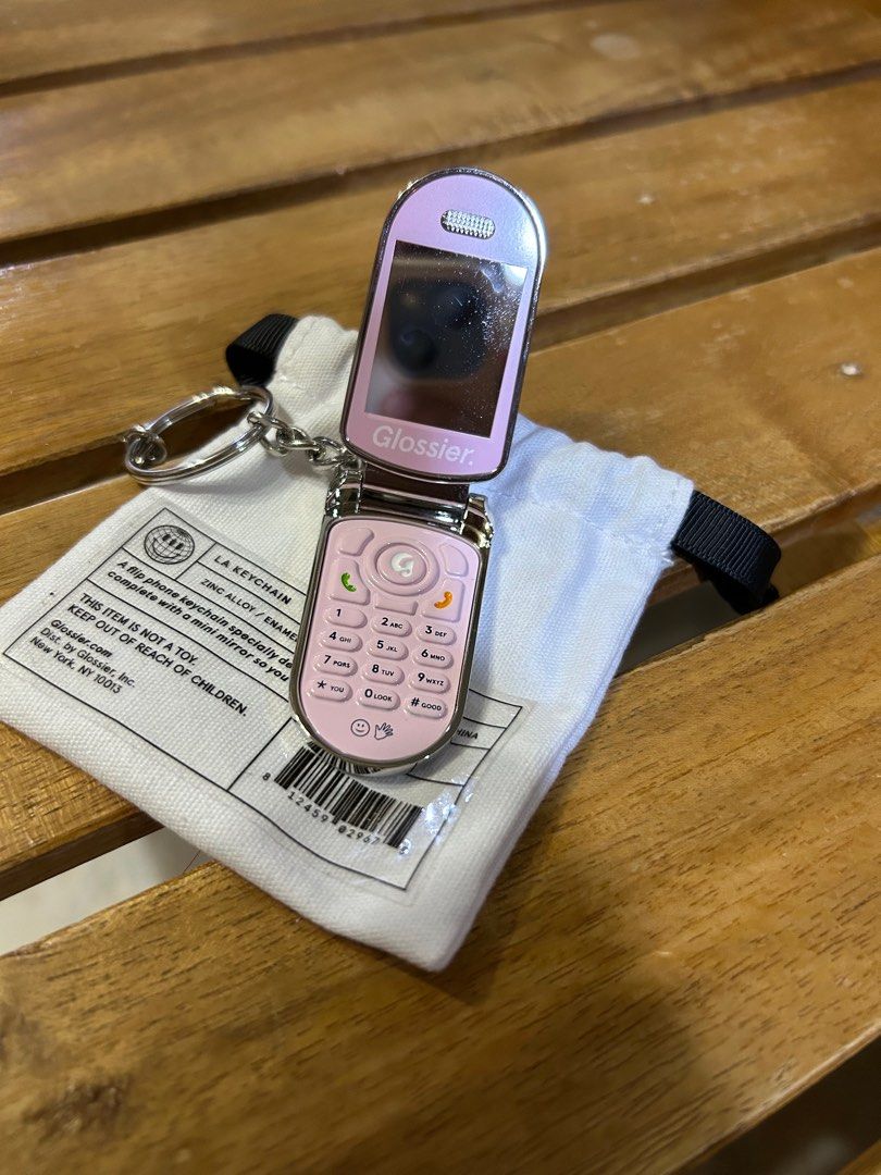 NEW Glossier LA Flip Phone Cell Mirror Keychain