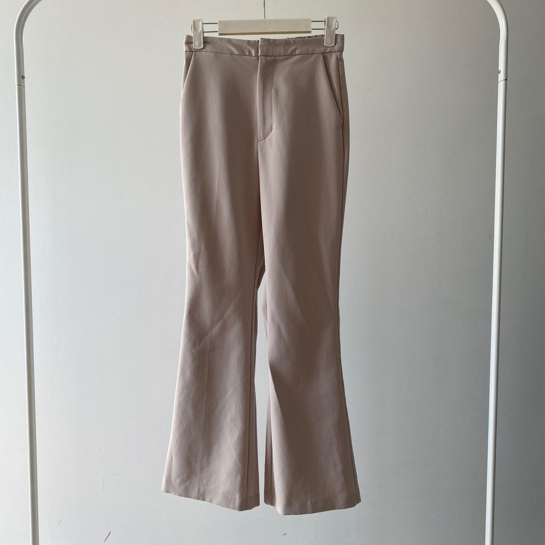 High waisted brown flare pants, Women's Fashion, Bottoms, Other Bottoms on  Carousell