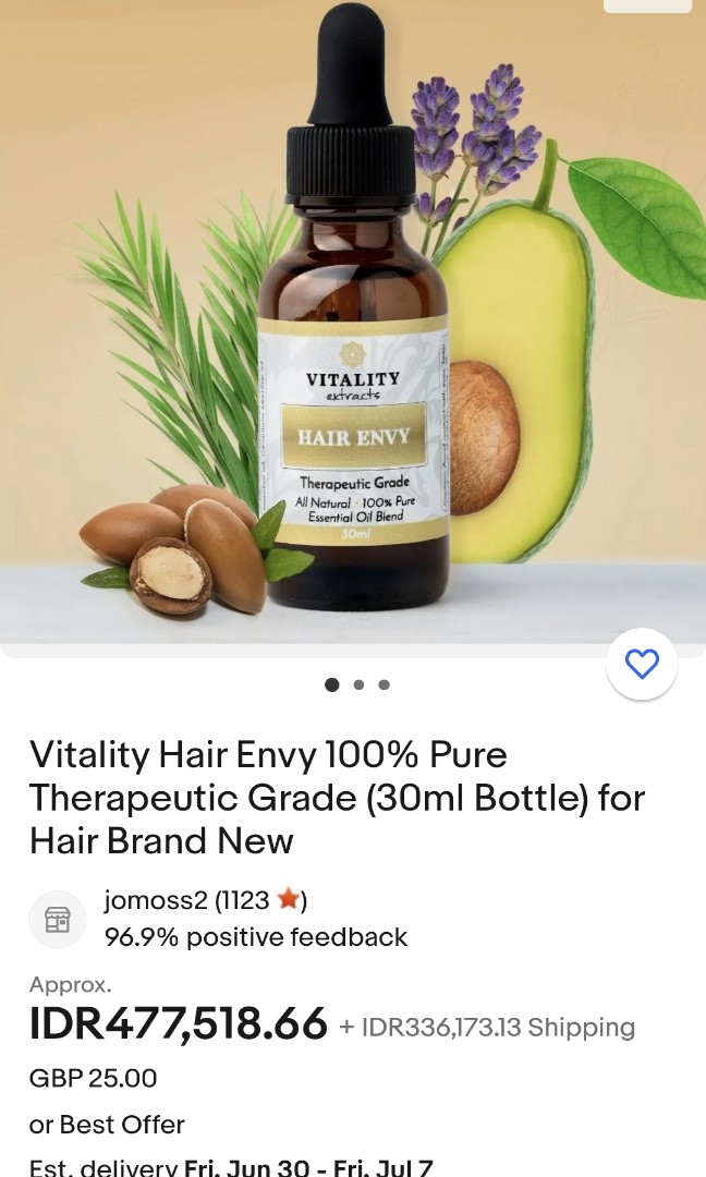 Vitality Extracts Hair Envy Therapeutic Grade Natural Essential Oil 30ml
