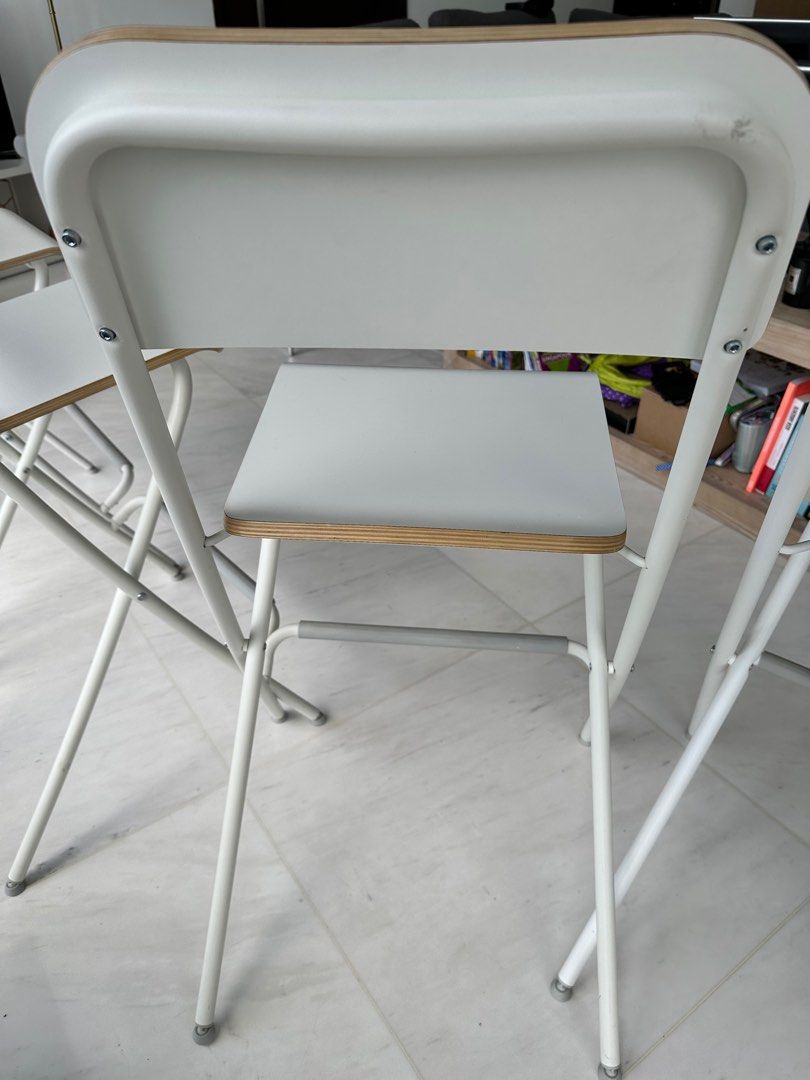 Ikea Bar stool with backrest, foldable, white (Franklin), Furniture
