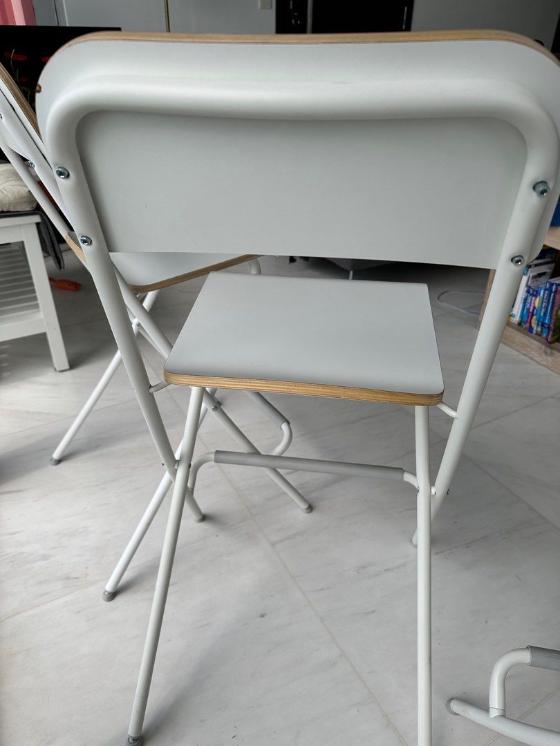 Ikea Bar stool with backrest, foldable, white (Franklin), Furniture