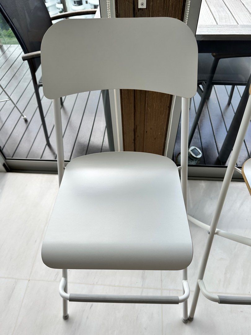 Ikea Bar stool with backrest, foldable, white (Franklin), Furniture