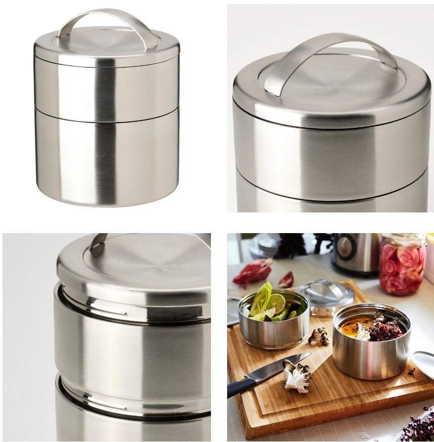 FÖRSKAFFA insulated tiffin box, 2 tiers, stainless steel - IKEA