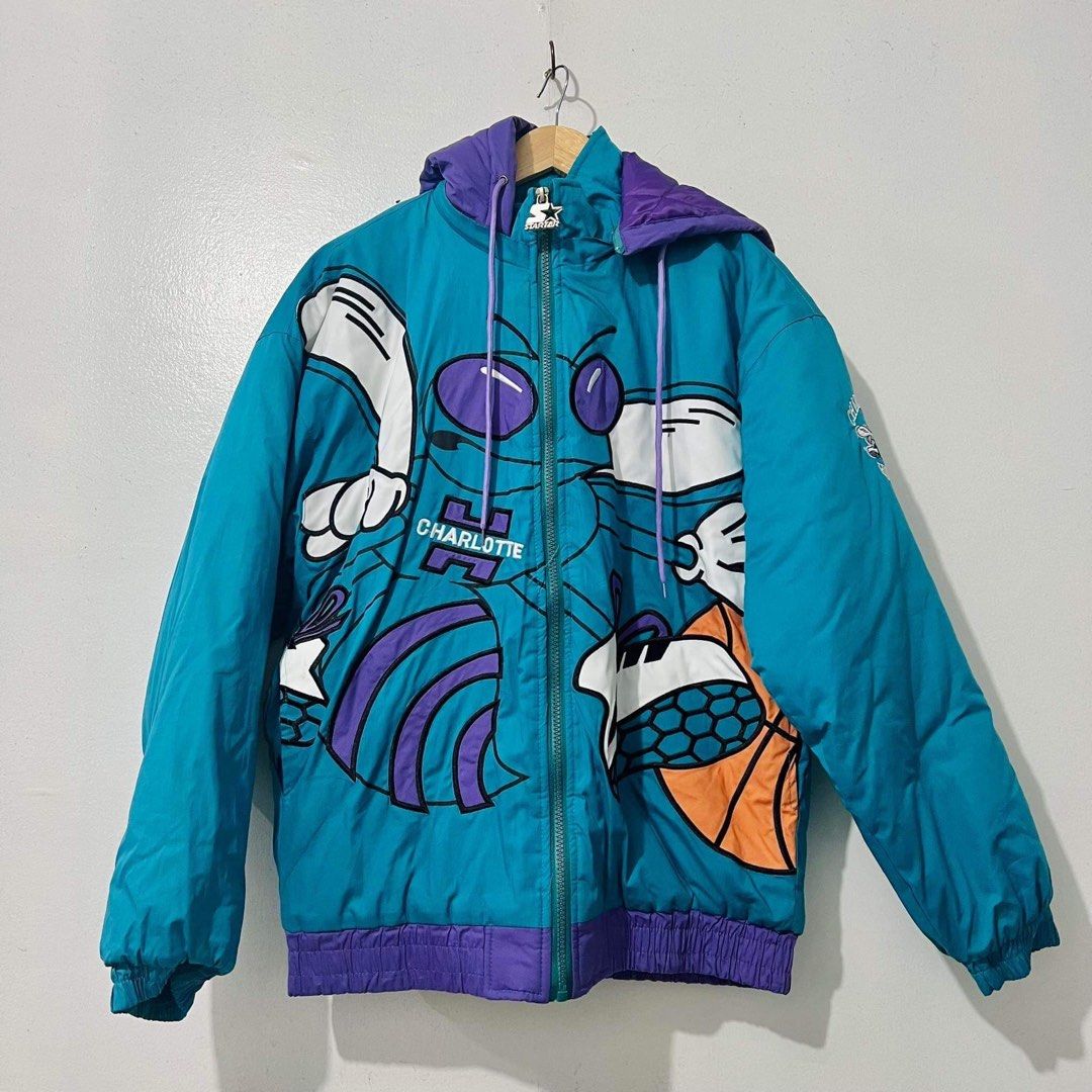 J. Cole 90s Charlotte Hornets Blue Hooded Jacket