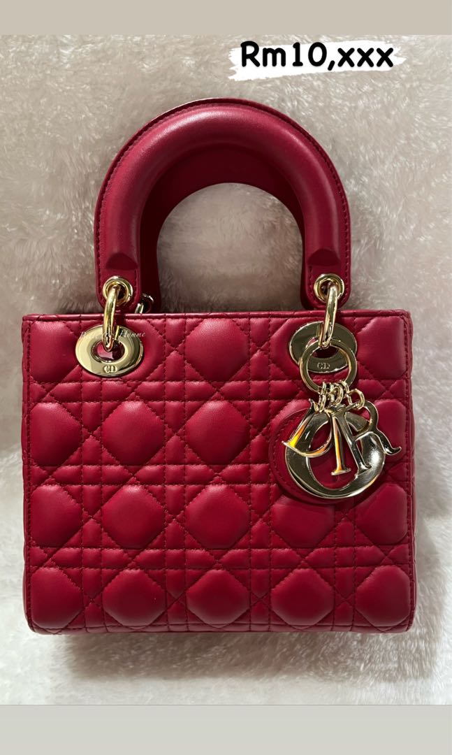 Dior Red Cannage Quilted Patent Leather Mini Lady Dior Bag  myGemma  Item  112651