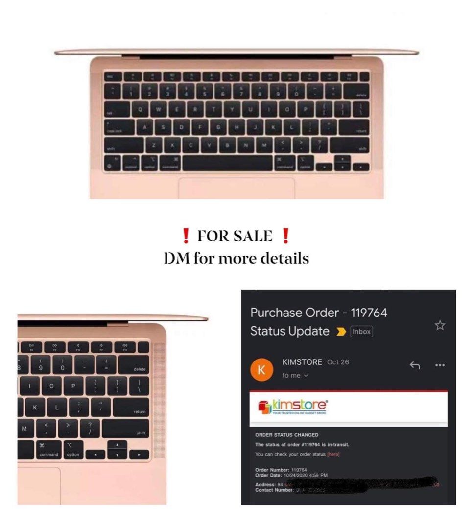 Laptop Mcbook Air 2020 (Category: Laptops & Notebooks) located in Subic. Submitted by chyllbhaby (Listing ID 1238537961, Image 1). Description: prestine condition.