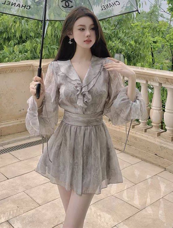 Chiffon ruffle new arrivals dress