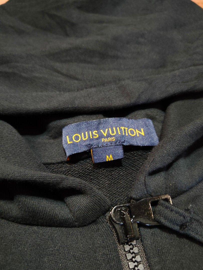 Louis Vuitton White Cotton 3D Patched Pocket Half Zipped Hoodie S