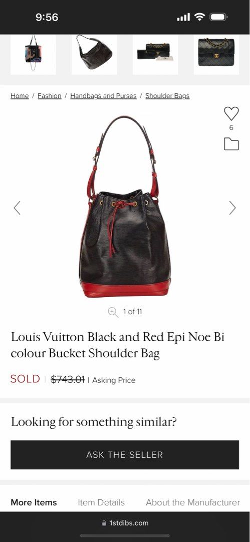 Authentic Louis Vuitton EPI Two-Color Noe Red Black