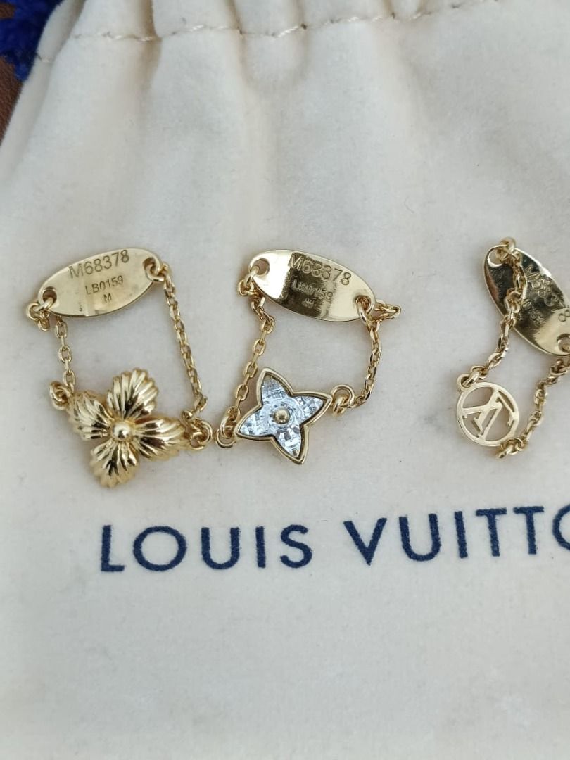 Louis Vuitton Set Blooming Strass Rings Set New Box Receipt Gold 3 Rings