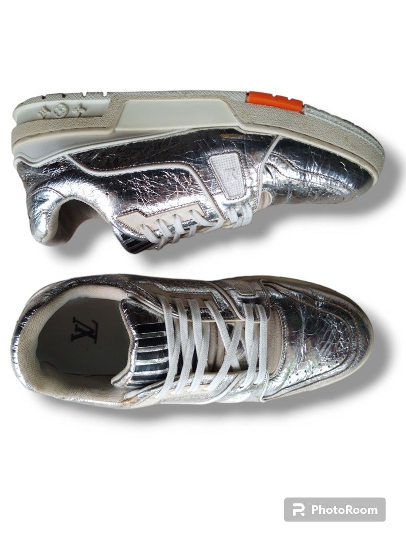 Louis Vuitton Trainer Sneakers Metallic Leather Sliver - Lsvt095