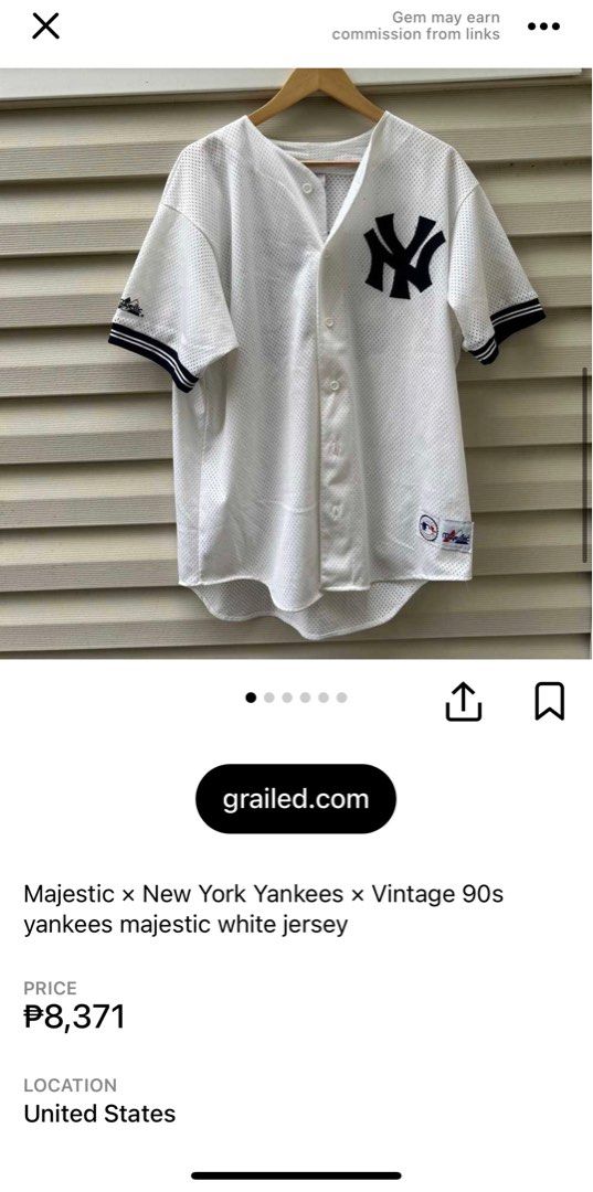 Vintage MLB Majestic White Strip 'NewYork Yankees' Jersey