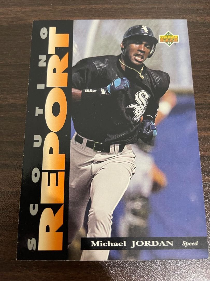 MICHAEL JORDAN 1994 UPPER DECK SR4 SCOUTING REPORT Speed (Category: Vintage Collectibles) located in Rizal. Submitted by prizexchange (Listing ID 1238604248, Image 1). Description: The product is a 1994 Upper Deck MICHAEL JORDAN SR4 SCOUTING REPORT trading card focusing on his speed in the sport of baseball. Manufactured by Upper Deck, this card showcases Michael Jordan's abilities as a player during the 1994 season, making it a valuable and soug