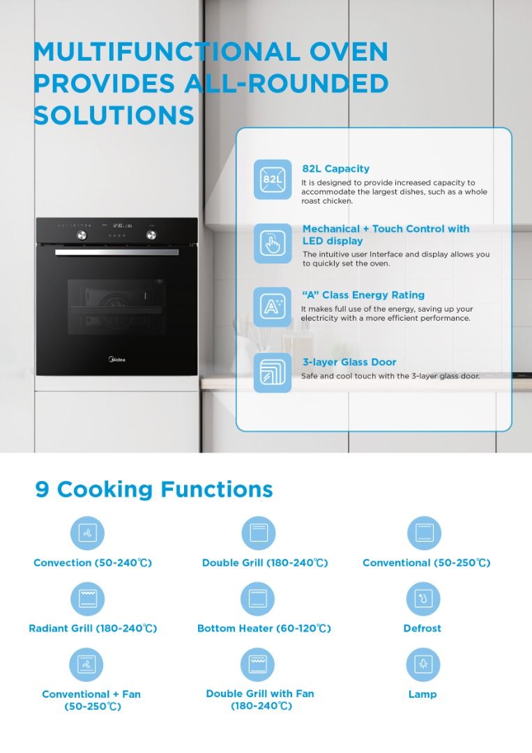 Midea Builtin Oven (MBIN5M90SG), TV & Home Appliances, Other Home