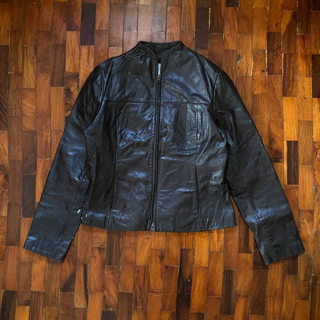 Old navy black leather jacket hotsell