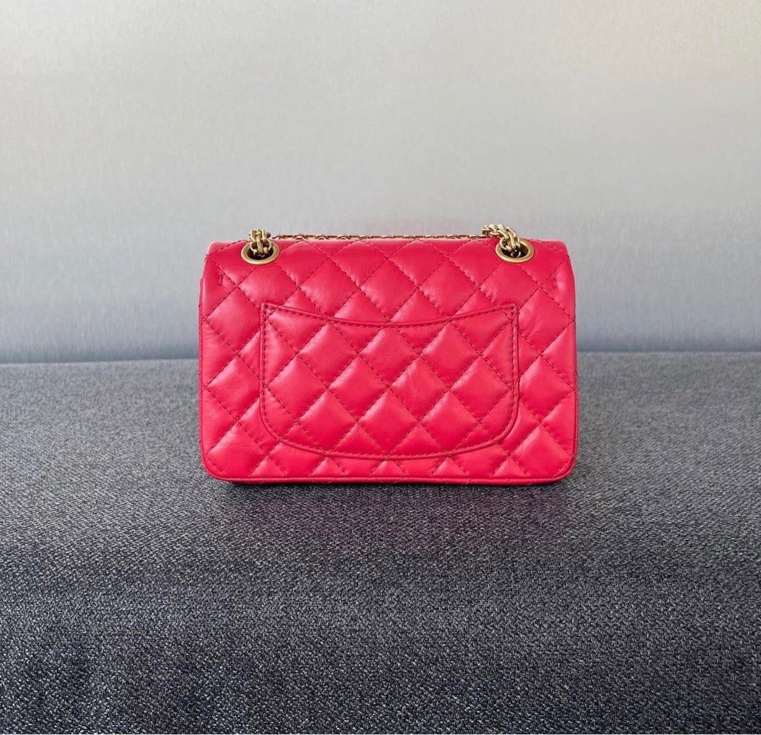 New Chanel 255 Mini Reissue Calfskin Mini 224 Dark Fuchsia Red / Ghw,  Luxury, Bags & Wallets on Carousell