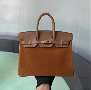 Limited Edition Argile Suede and Swift Grizzly Birkin 35 Permabrass
