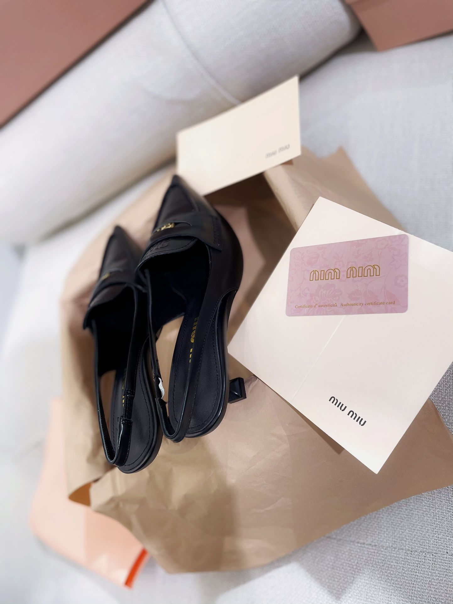Original Miu Retro Gold Coin Pointed Toe Sandals Women s Fashion