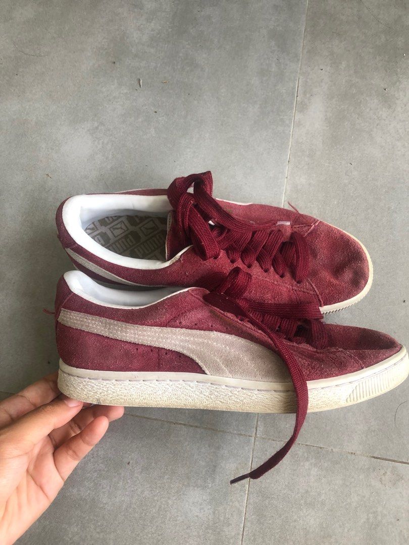 Burgundy puma suede outlet size 5.5