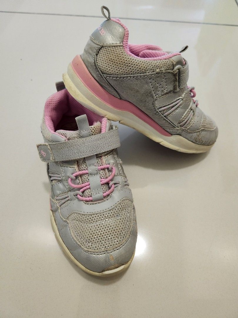 Preloved Authentic Original Stride Rite Girl Girls Silver Pink Sneakers Sports Shoes US 11 M W