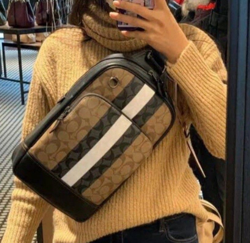 Graham pack in blocked cheap signature canvas with varsity stripe